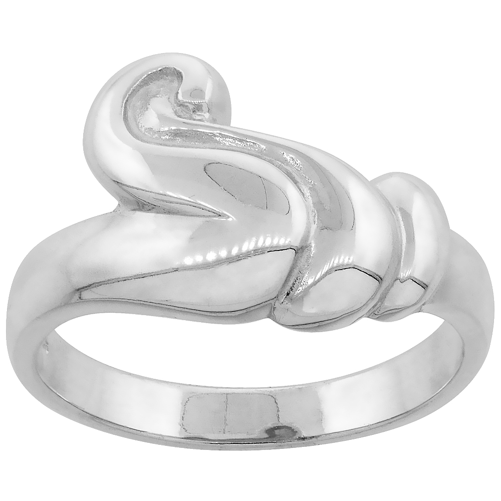 Sterling Silver Freeform Ring for Women Flawless finish 1/2 inch wide sizes 6 to 10