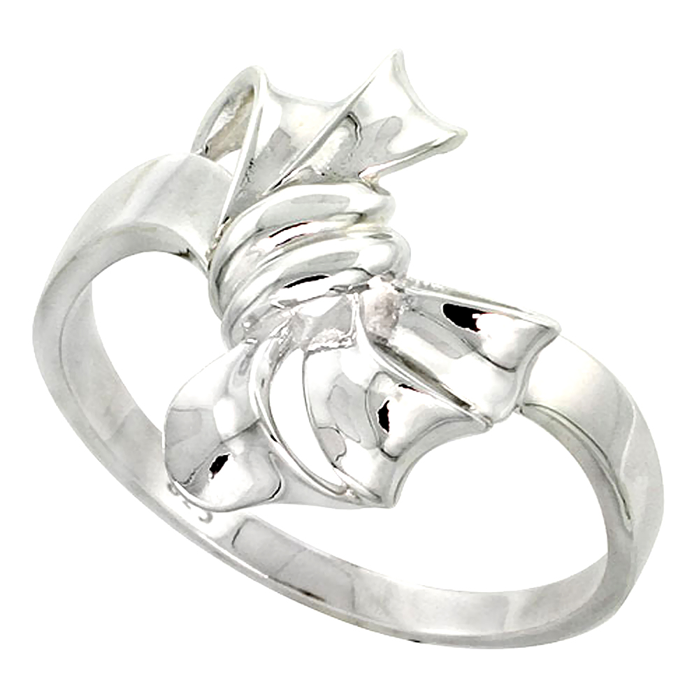 Sterling Silver Bow Ring for Women Flawless finish 3/4 inch wide sizes 6 to 10