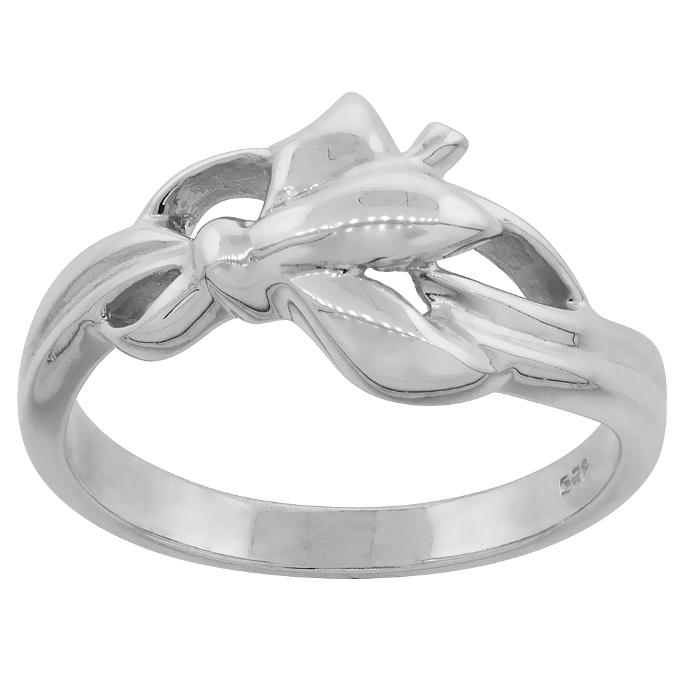 Sterling Silver Bow Ring for Women Flawless finish 3/8 inch wide sizes 6 to 10