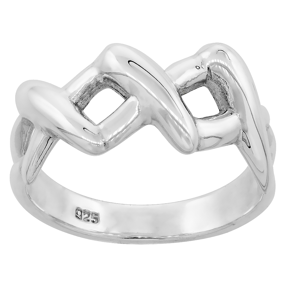 Sterling Silver 3-X Ring for Women Flawless finish 3/8 inch wide sizes 6 to 10