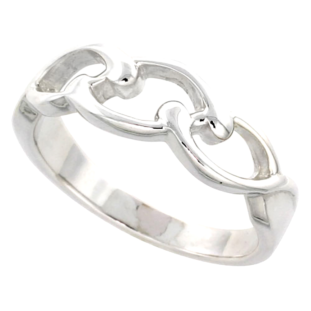 Sterling Silver Long Link Chain Ring Flawless finish 1/4 inch wide, sizes 6 to 10