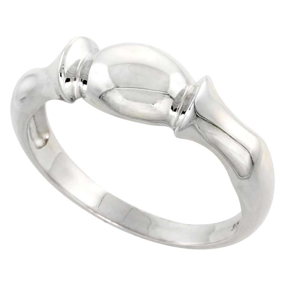 Sterling Silver Freeform Ring for Women Flawless finish 5/16 inch wide sizes 6 to 10