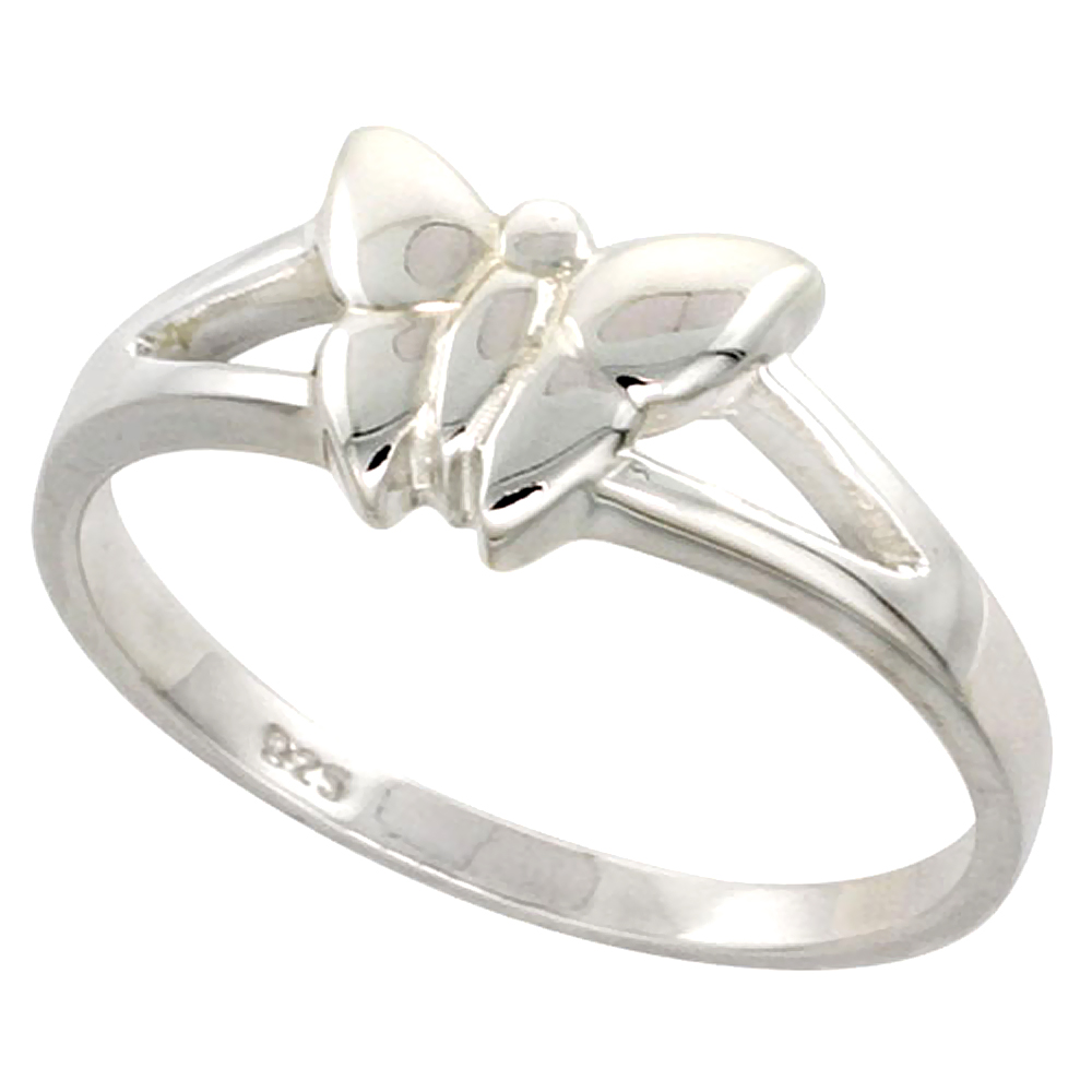 Sterling Silver Dainty Butterfly Ring for Women Flawless finish 5/16 inch wide sizes 6 to 10