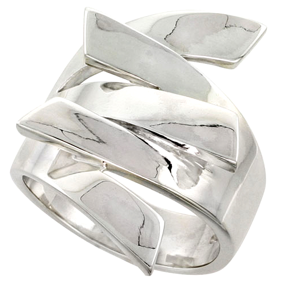 Sterling Silver Interlocking Fingers Ring for Women Flawless finish 1 inch wide sizes 6 to 10
