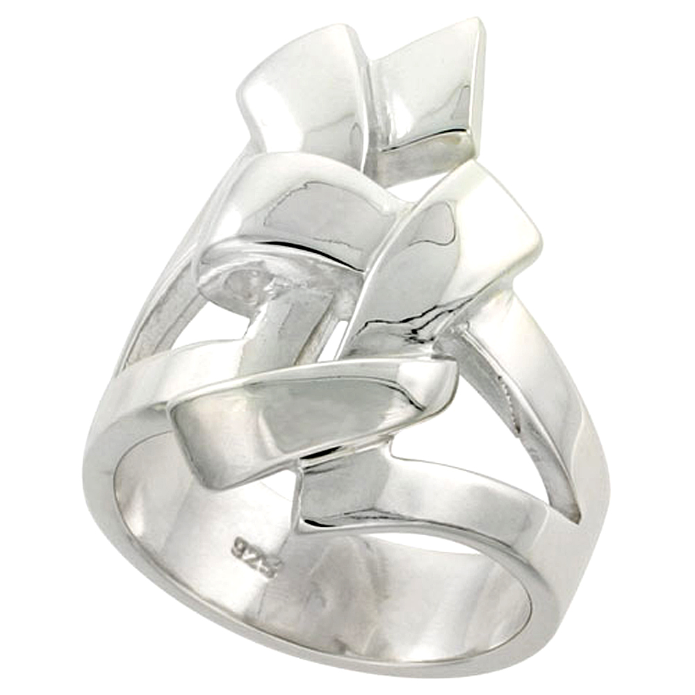Sterling Silver Knot Ring for Women Flawless finish 1 1/16 inch wide sizes 6 to 10