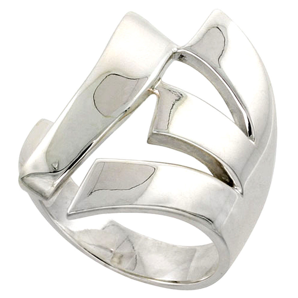 Sterling Silver Fork Ring for Women Flawless finish 1 inch wide sizes 6 to 10