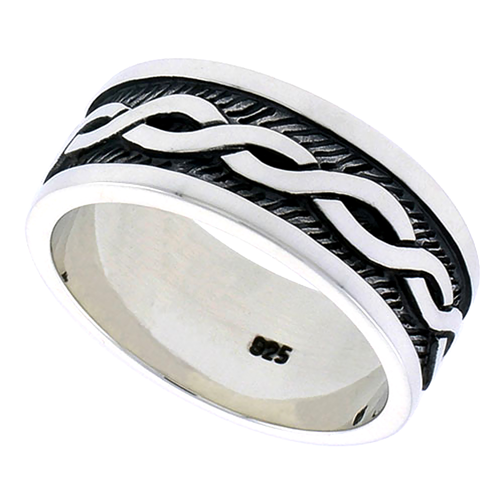 Gents Sterling Silver Celtic Knot Ring Flawless finish 3/8 inch wide, sizes 9 to 14