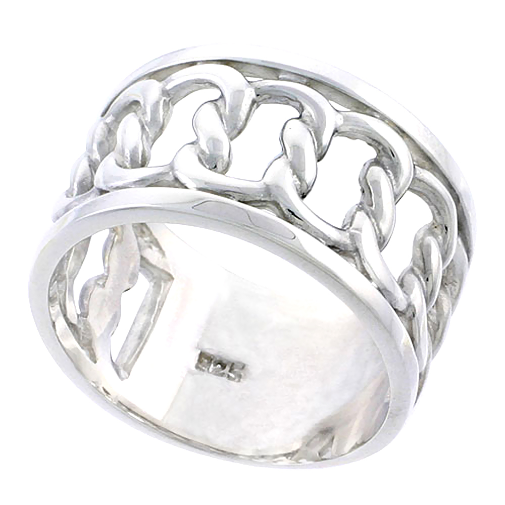 Sterling Silver Sailors Knot Ring Wedding Band for Him and Her Flawless finish 1/2 inch wide sizes 6 to 14