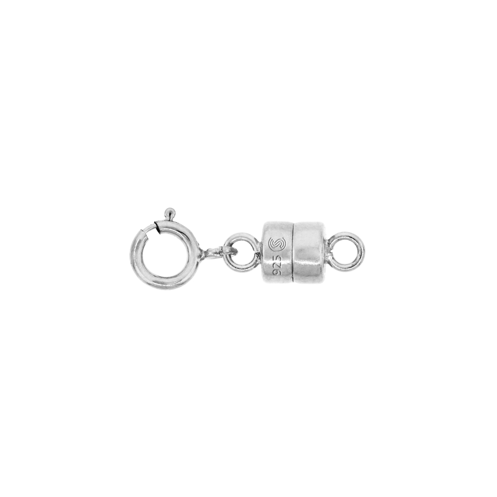 STERLING SILVER 4 MM MAGNETIC CLASP CONVERTER FOR LIGHT NECKLACES USA, SQUARE EDGE