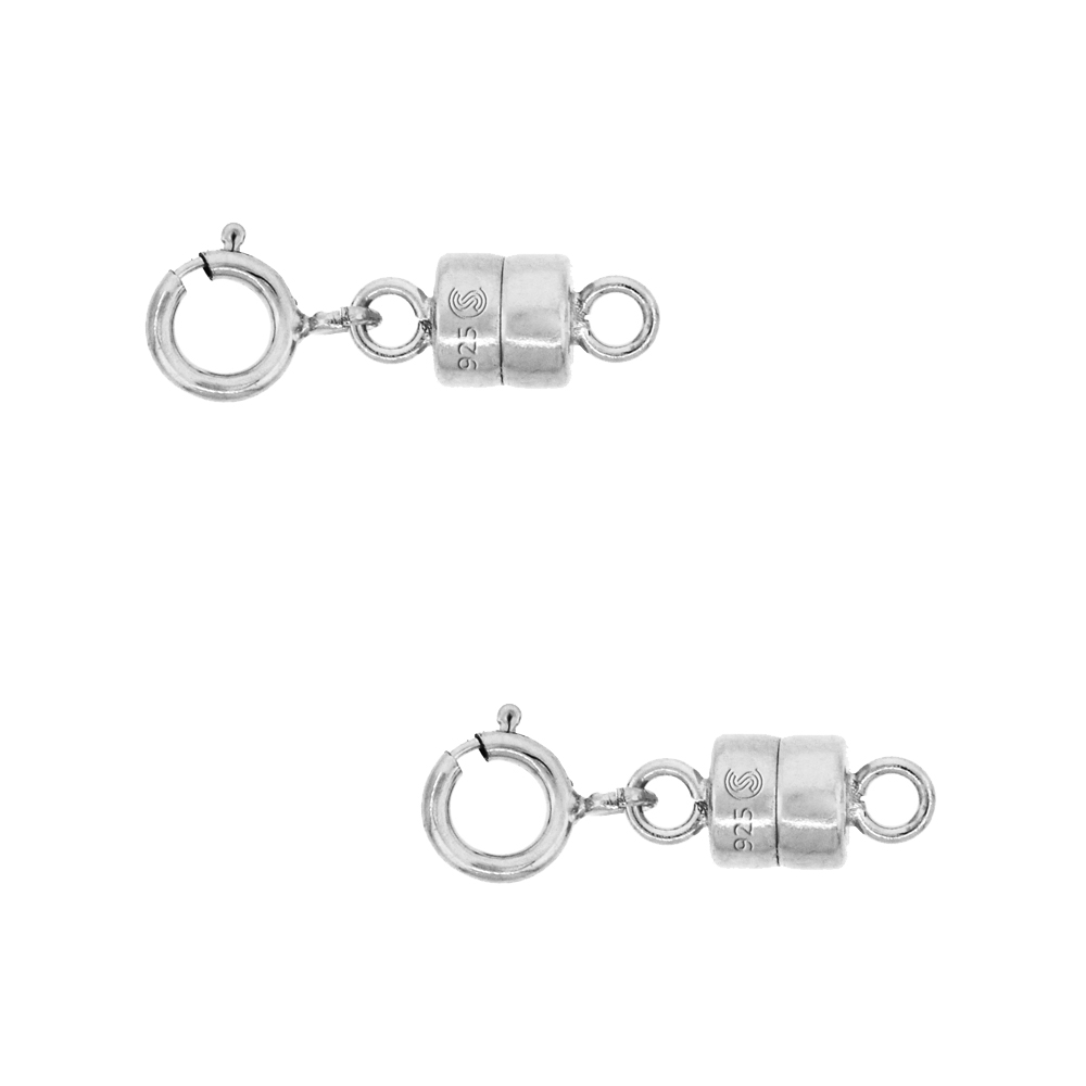 2 PACK STERLING SILVER 4 MM MAGNETIC CLASP CONVERTER FOR LIGHT NECKLACES USA, SQUARE EDGE