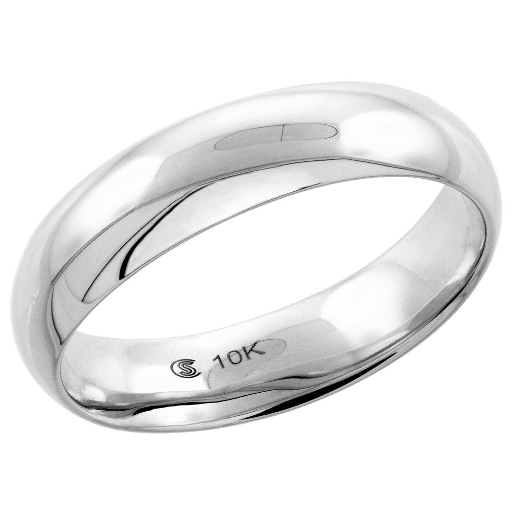 10k White Hollow Gold 6mm Wedding Band for Men and Women Thumb Ring Comfort Fit sizes 9 - 13.5