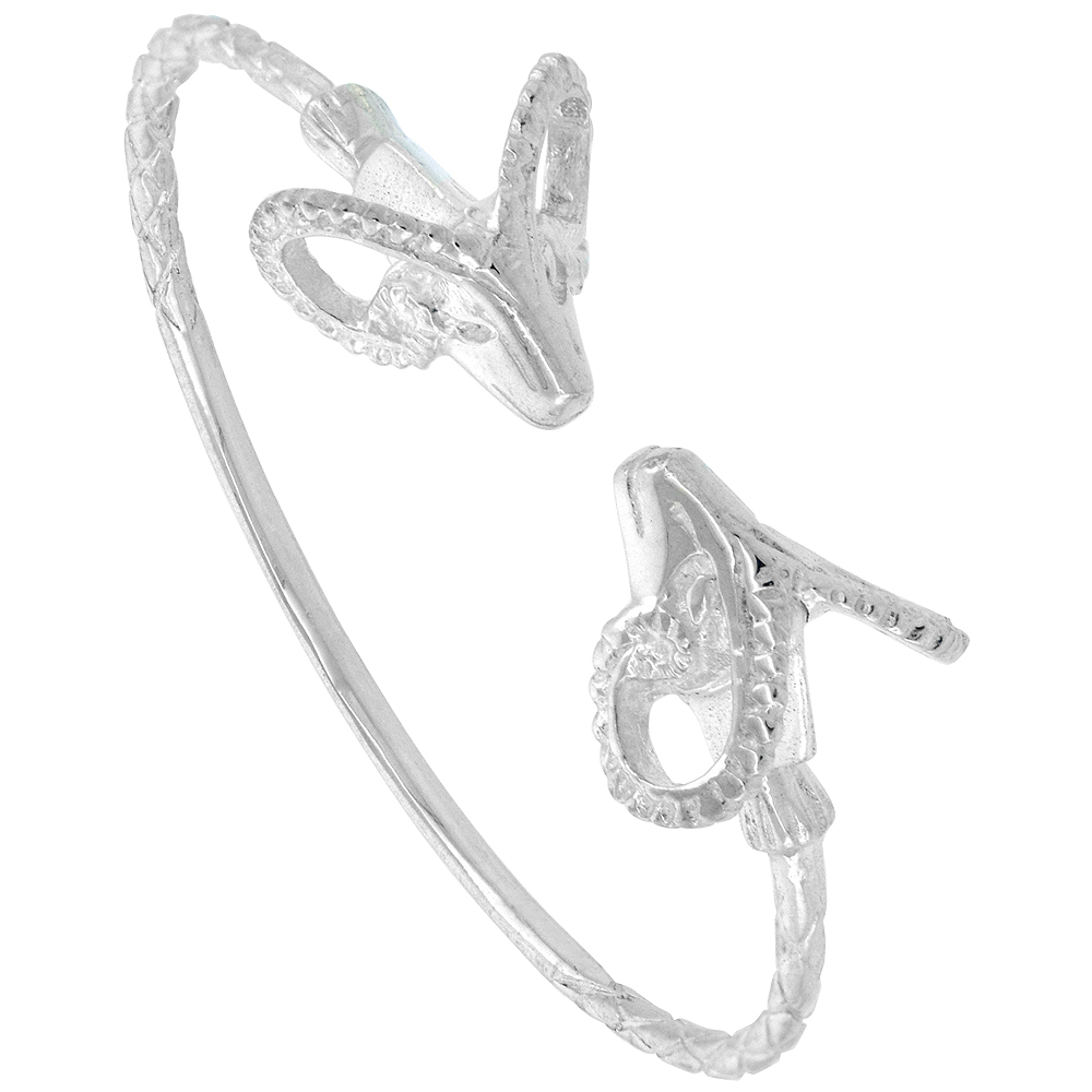 STERLING SILVER WEST INDIES BANGLE BRACELET RAM JUNIOR SIZE, 7 INCH