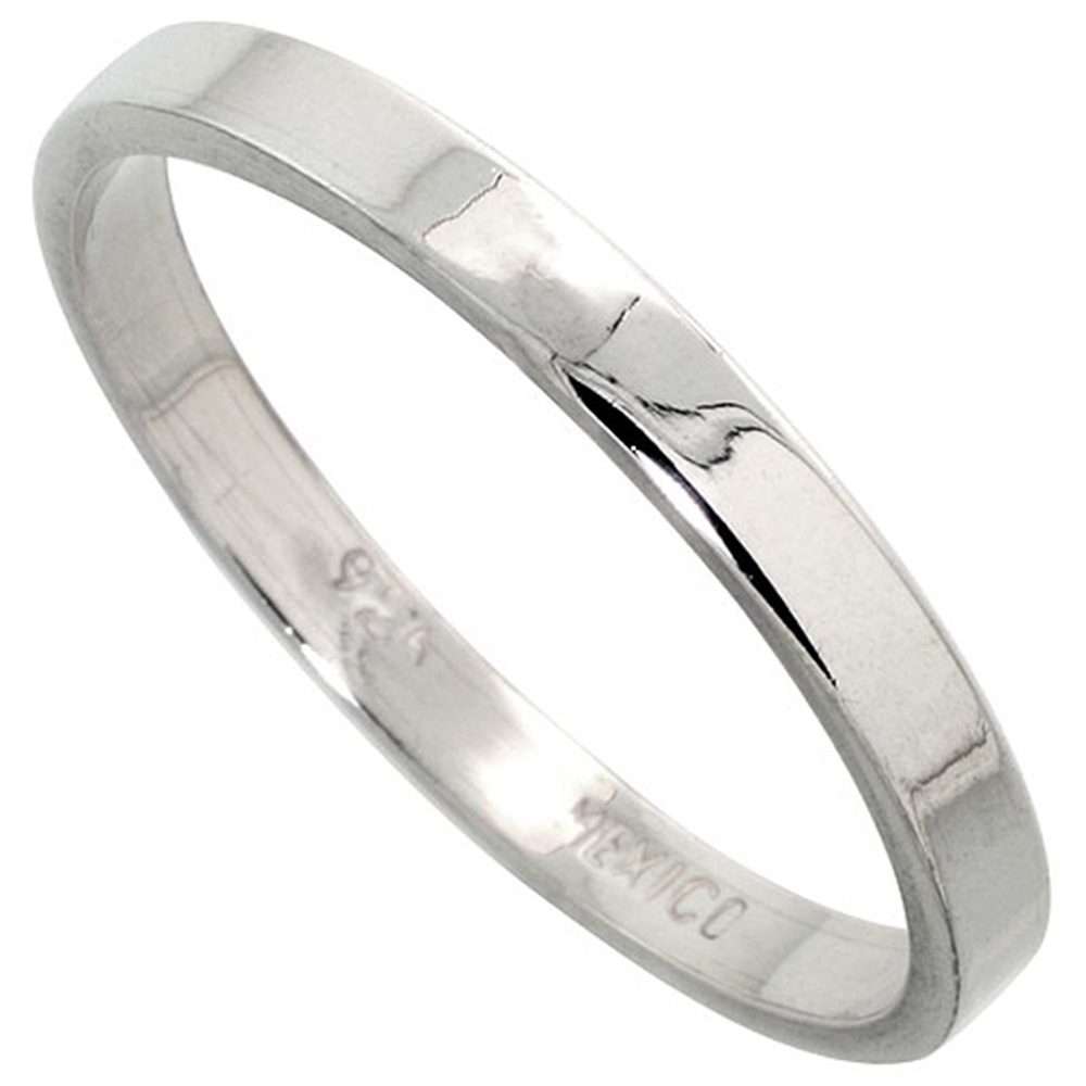 PLAIN STERLING SILVER 3MM FLAT WEDDING BAND THUMB RING FOR MEN AND WOMEN PIPE CUT HIGH POLISHED HANDMADE, SIZES 5-14
