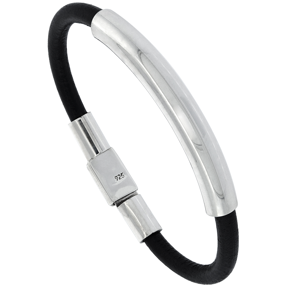 STERLING SILVER & LEATHER SOFT BRACELET FOR HIM AND HER HANDMADE 7 INCH