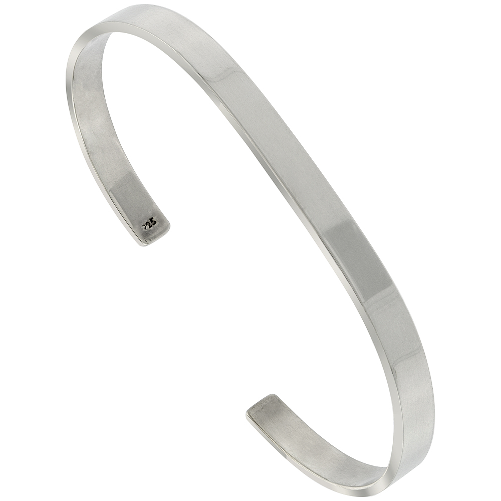 STERLING SILVER CUFF BRACELET FLAT-WIRE HANDMADE 7.25 INCH