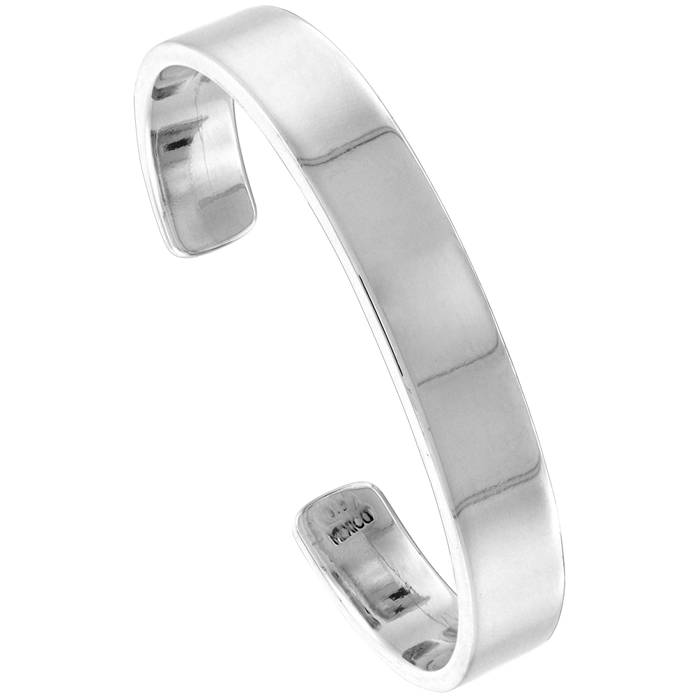 STERLING SILVER CUFF BRACELET FLAT HEAVY WEIGHT HANDMADE 7 INCH SIZE (NO CHAIN)