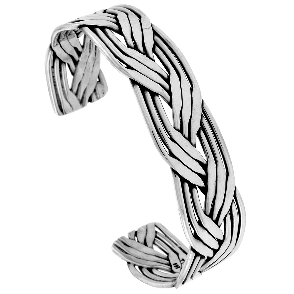 STERLING SILVER SAILORS KNOT CUFF BRACELET 9 STRAND HANDMADE 7.25 INCH