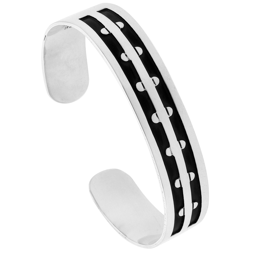 STERLING SILVER CUFF BRACELET HOPI SMALL SEMI CIRCLE FLAT HANDMADE 7.25 INCH