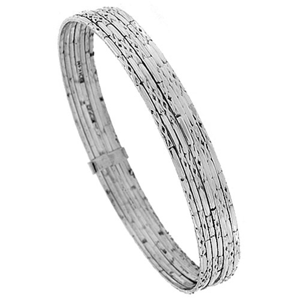 STERLING SILVER 7-DAY BANGLE BRACELET TEXTURED FINISH HANDMADE 7 INCH