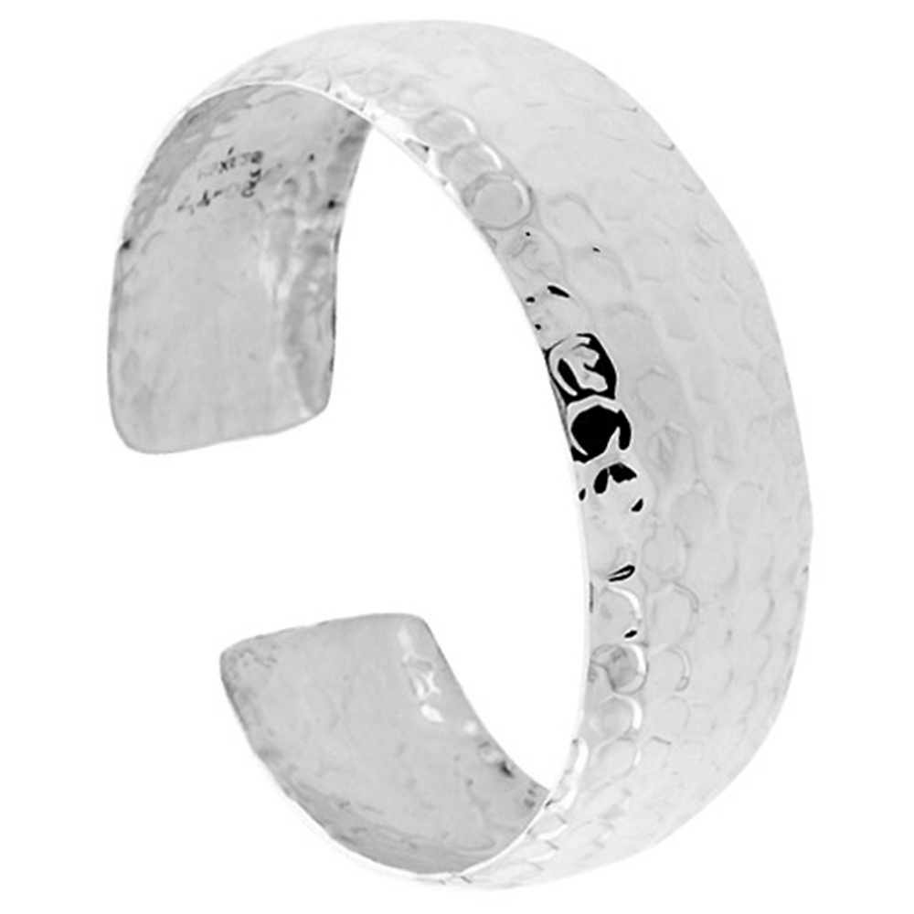 Sterling Silver Cuff Bracelet Dome Hammered Finish Handmade 7.25 inch