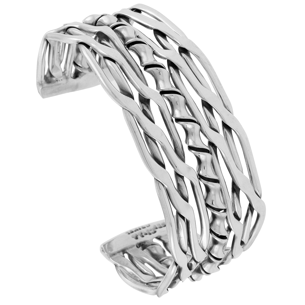 STERLING SILVER CELTIC KNOT CUFF BRACELET BAMBOO CENTER HANDMADE 7.25 INCH