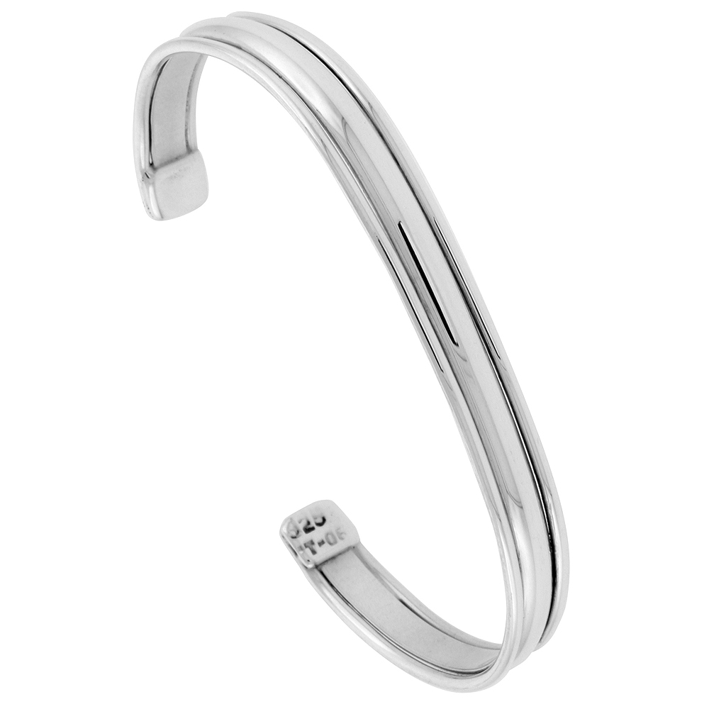 STERLING SILVER TRIPLE DOMED CUFF BRACELET HANDMADE 7.25 INCH
