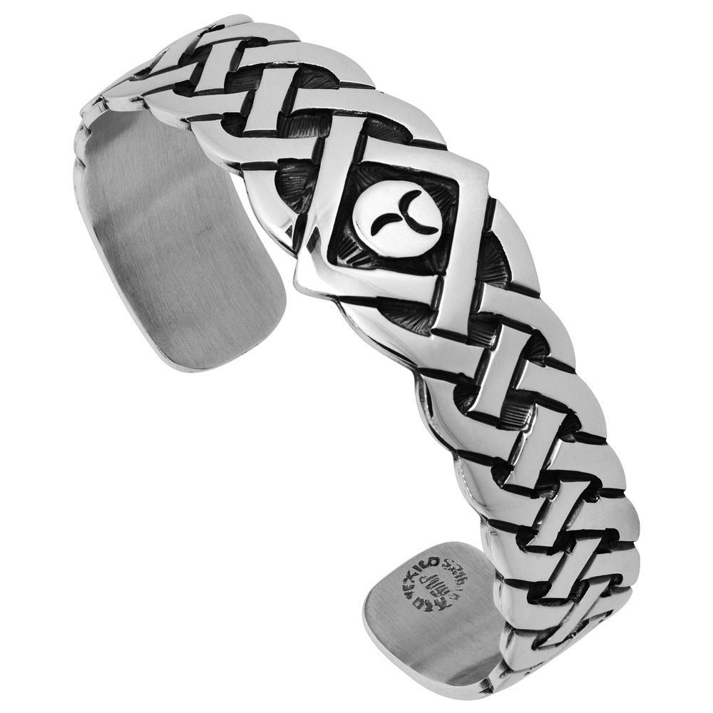 STERLING SILVER CELTIC KNOT CUFF BRACELET HANDMADE 7.25 INCH