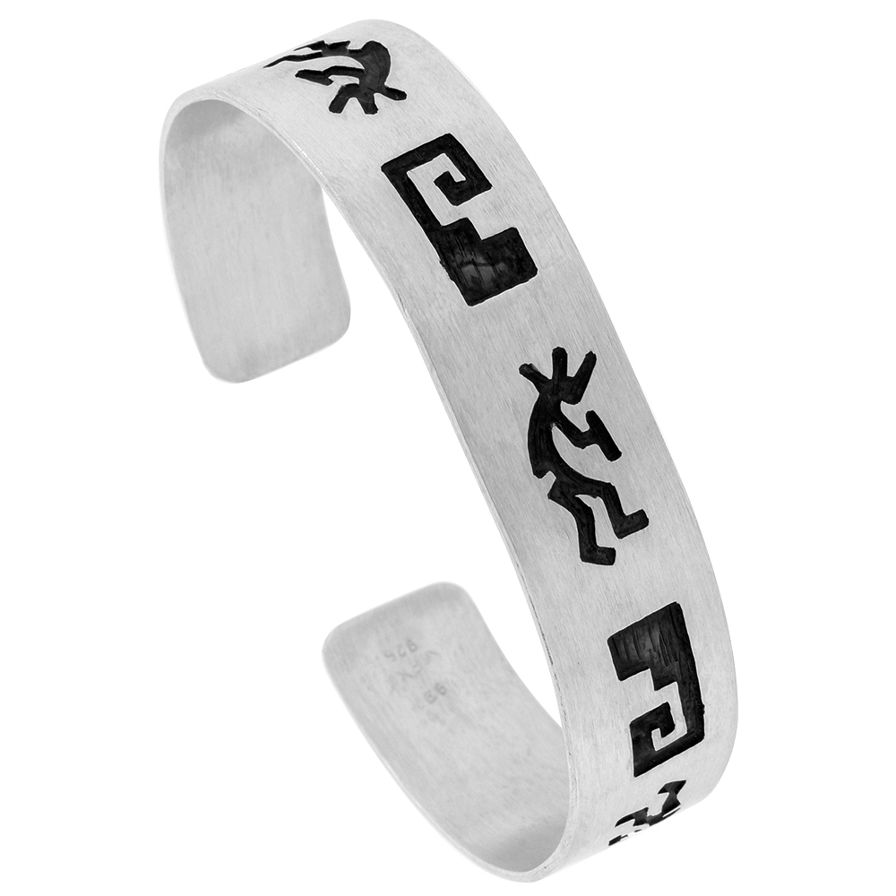 STERLING SILVER KOKOPELE CUFF BRACELET SOUTHWESTERN HOPI DESIGN HANDMADE 7.25 INCH