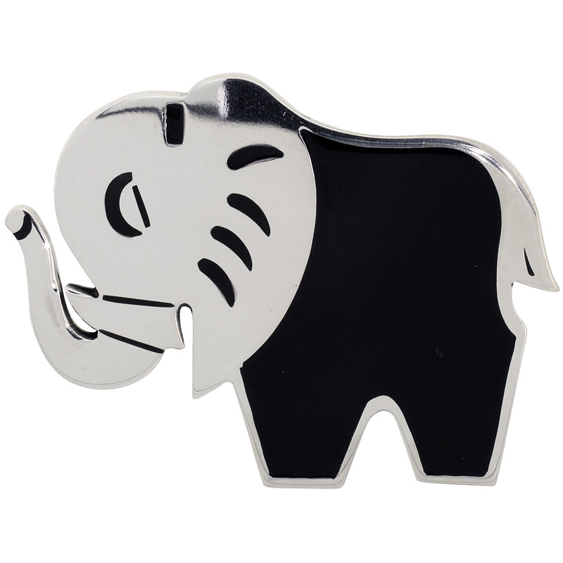 STERLING SILVER ELEPHANT BROOCH PIN, 2 1/8" (54 MM) WIDE