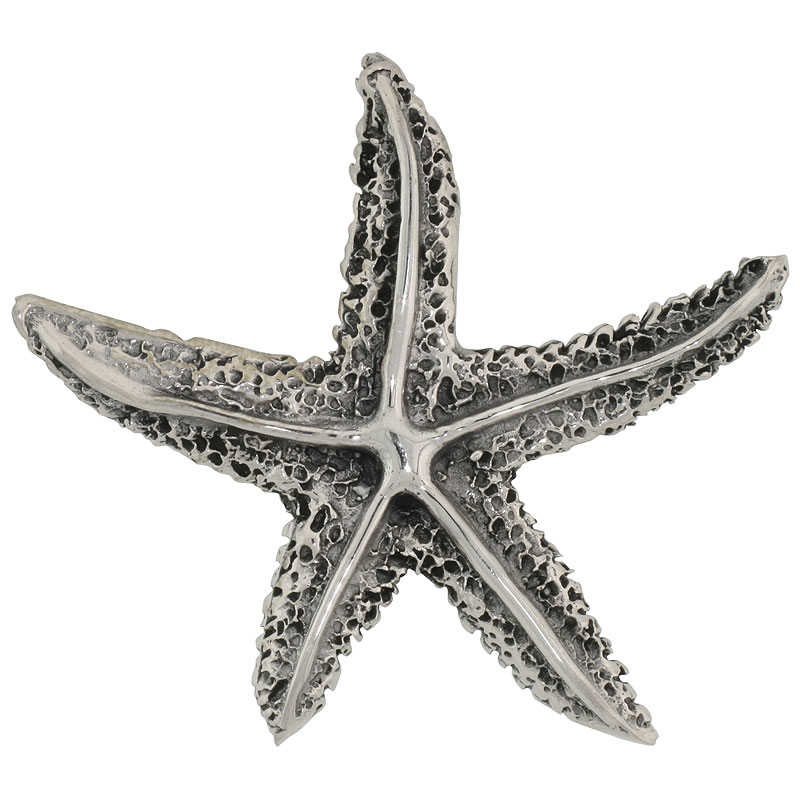 STERLING SILVER STAR FISH BROOCH PIN, 1 3/4" (44 MM) TALL