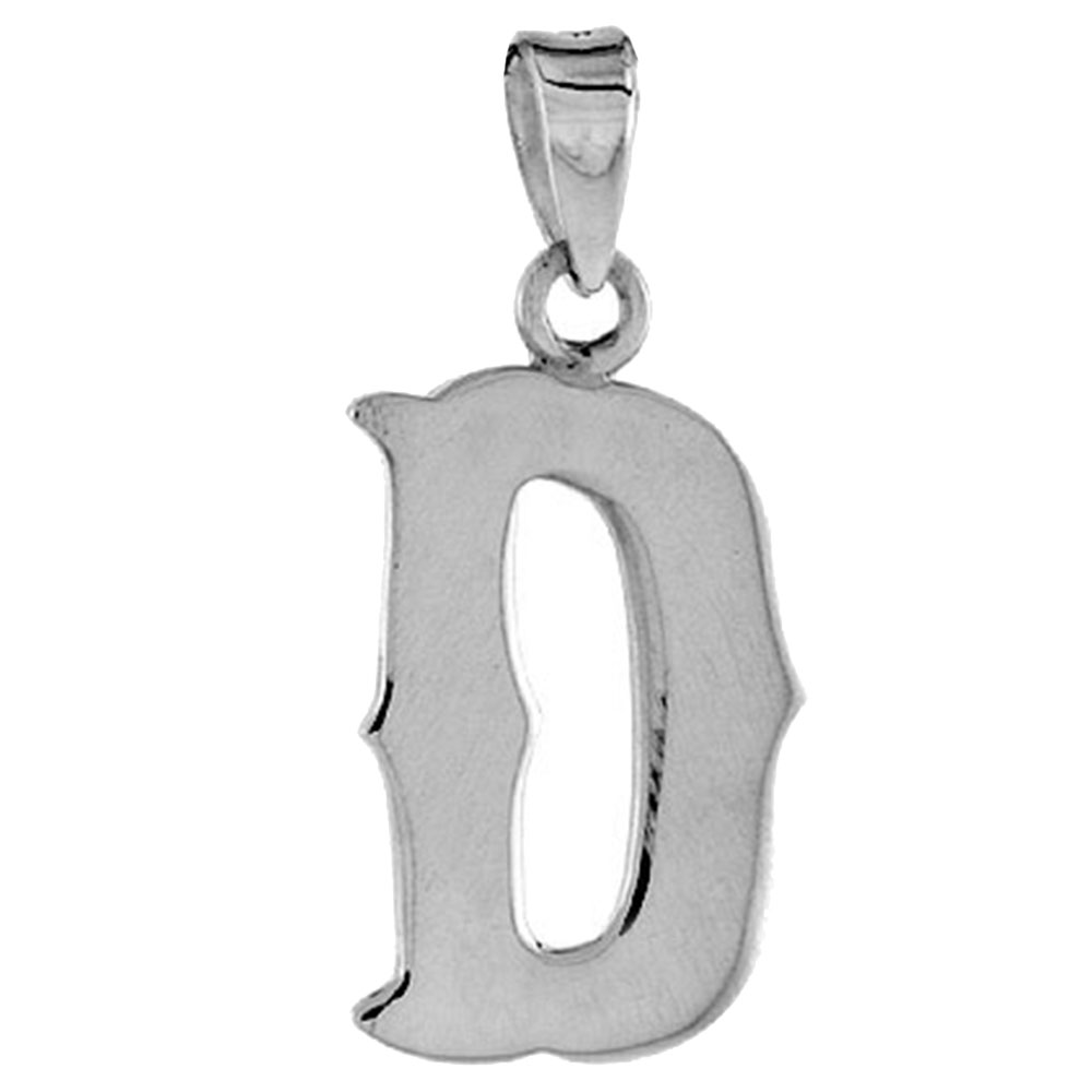 3/4 inch Sterling Silver Block Initial D Alphabet Pendant Alphabet Letters High Polished