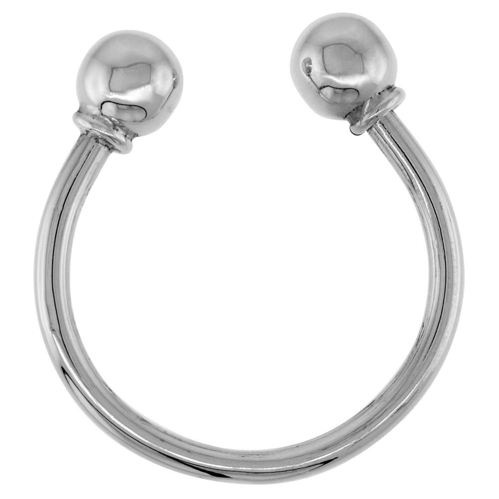 STERLING SILVER KEYCHAIN HORSESHOE TYPE KEY RING FOR MEN AND WOMEN REGULAR SIZE 1 1/4 INCH