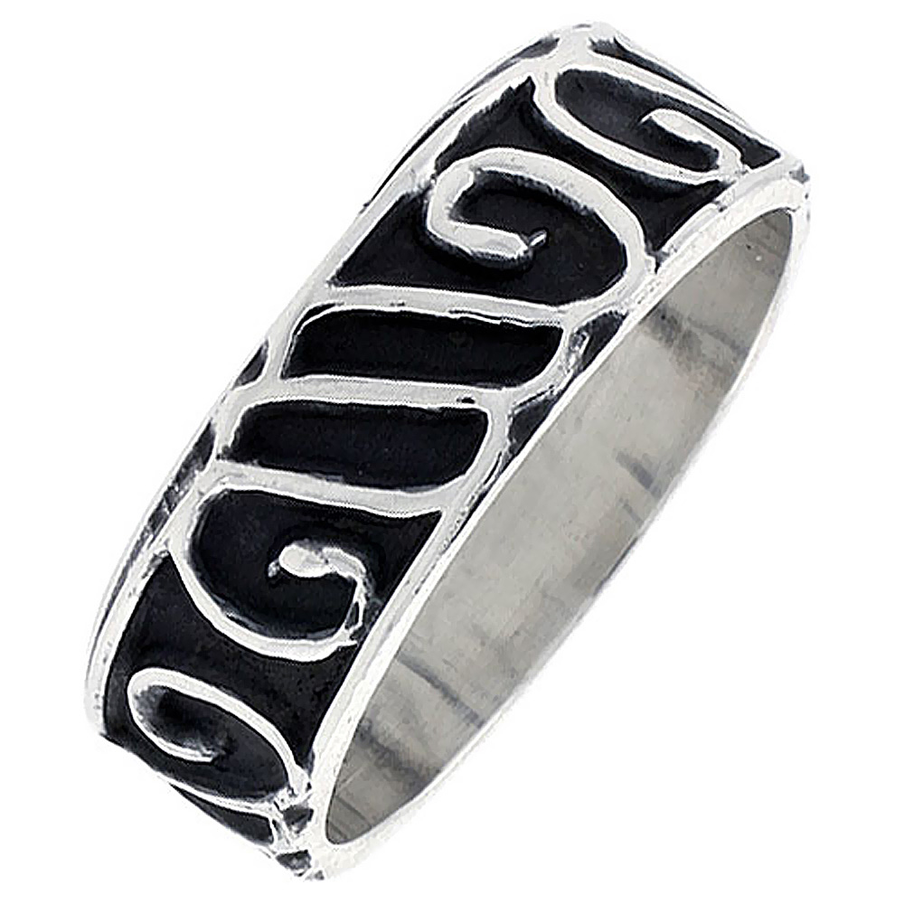 STERLING SILVER S SCROLL RING FOR MEN AND WOMEN SOUTHWESTERN DESIGN HANDMADE 1/4 INCH WIDE SIZES 7-13