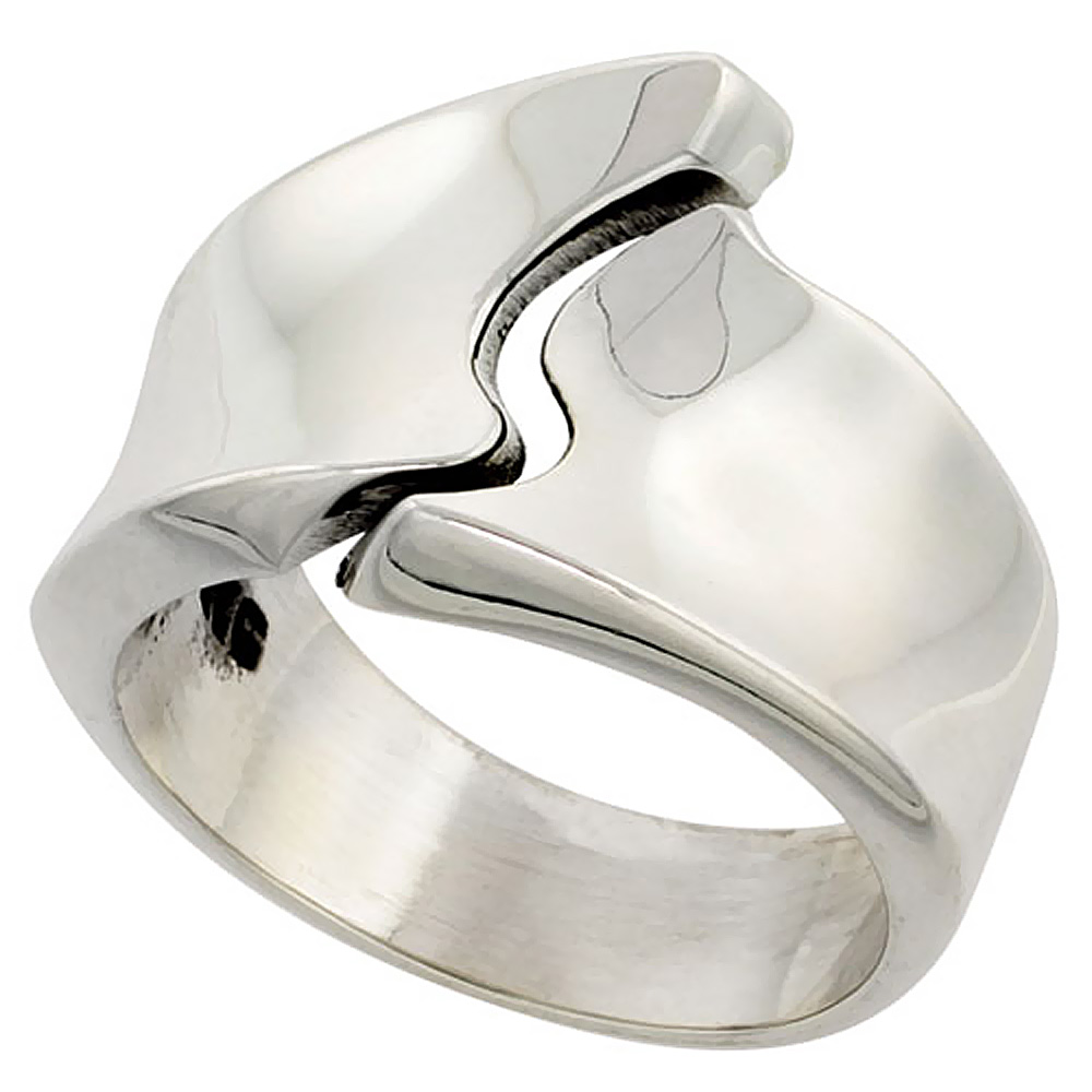 STERLING SILVER MALE AND FEMALE RING HANDMADE HIGH POLISH 3/4 INCH WIDE