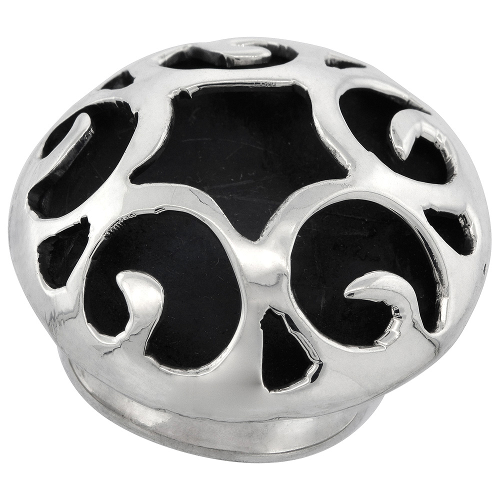 STERLING SILVER OPEN HOLLOW TOP STAR RING FOR WOMEN 1 1/16 INCH WIDE SIZES 6 - 10