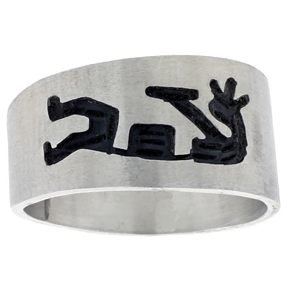 STERLING SILVER NATIVE AMERICAN HUMPBACKED FLUTE PLAYER SYMBOL KOKOPELLI RING FOR MEN SIZES 8-13