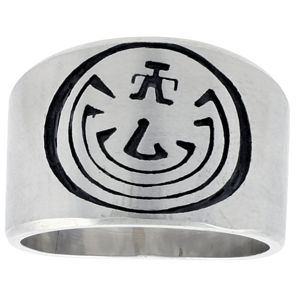 Sterling Silver Native American Journey of Life Symbol Man In Maze Ring for Men sizes 8-13