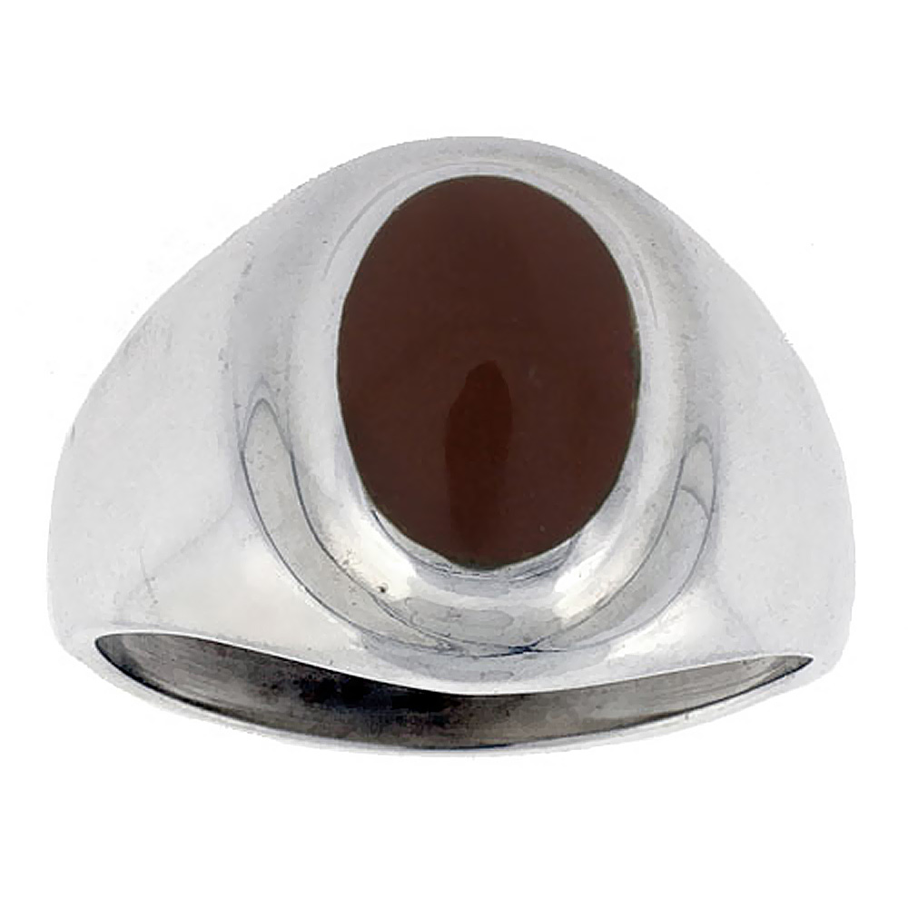 STERLING SILVER GOLDSTONE RING FOR MEN OVAL RECESSED RIM SOLID BACK HANDMADE SIZES 9 - 13