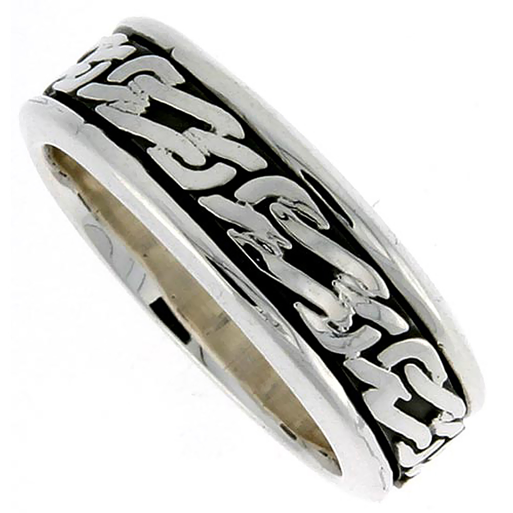 8mm Sterling Silver Mens Spinner Ring Celtic Knot Design Handmade 5/16 wide