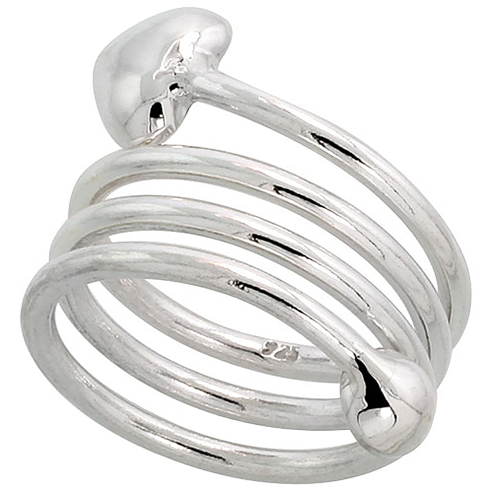 Sterling Silver Wire Wrap Ring for Women Heart Arrow Bypass Handmade 1 inch sizes 6 - 10