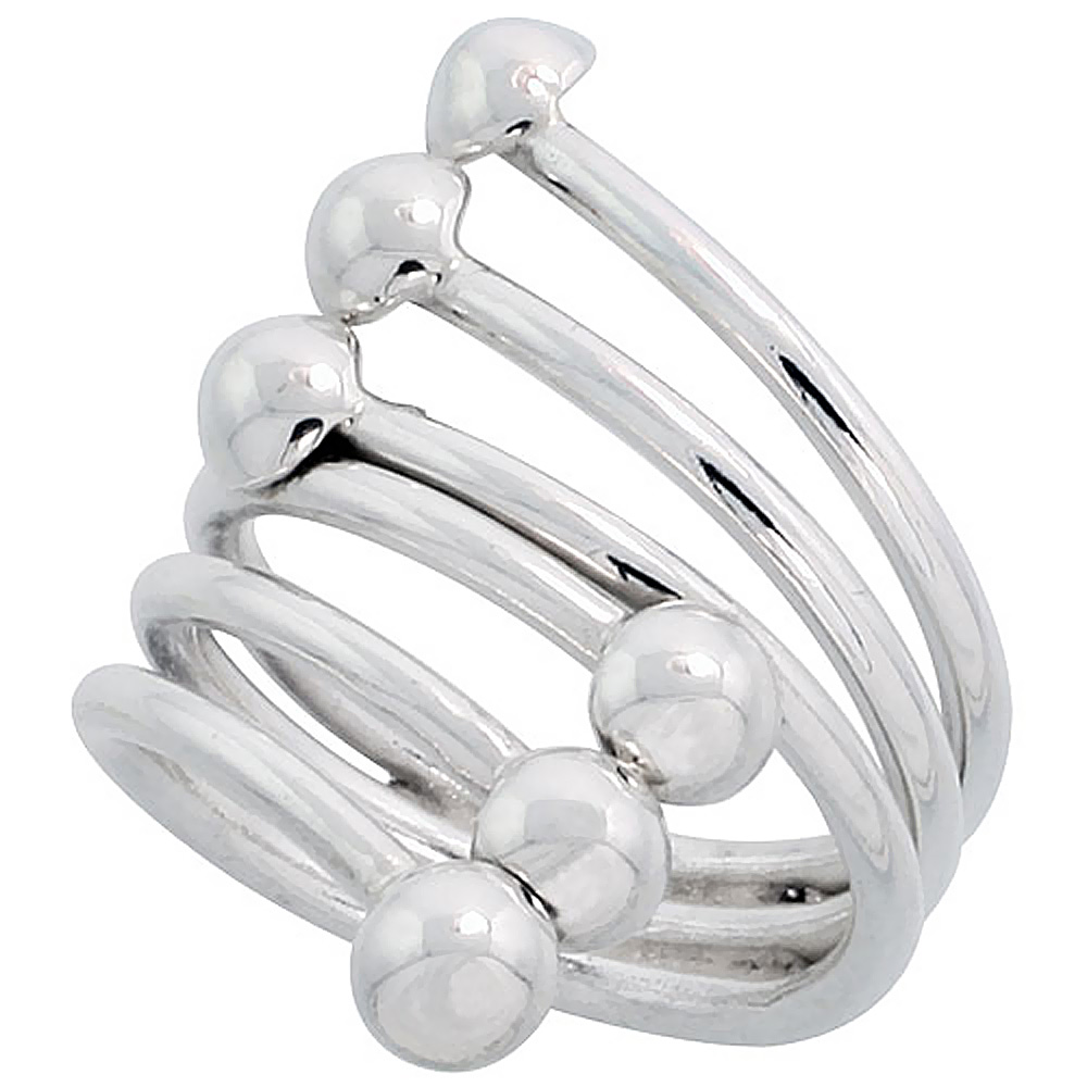 STERLING SILVER WIRE WRAP RING FOR WOMEN FORKS BYPASS HANDMADE 1 3/8 INCH LONG SIZES 6 - 10