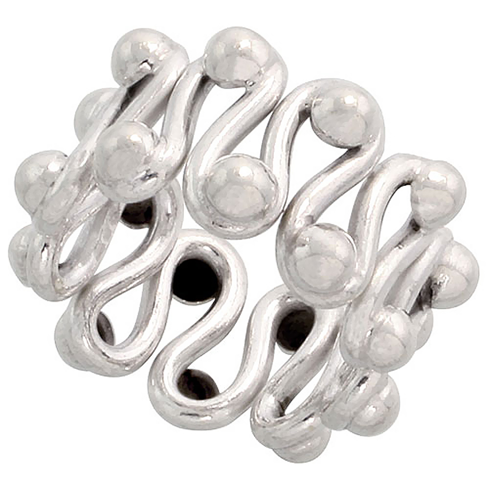 Sterling Silver Wire Wrap Ring for women Wirework Beads and Waves 1/2 inch sizes 6 - 10