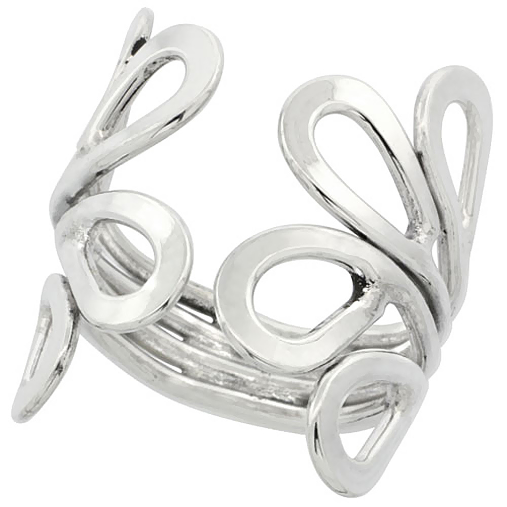 STERLING SILVER WIRE WRAP RING FOR WOMEN CROWN HANDMADE 1 INCH LONG SIZES 6 - 10