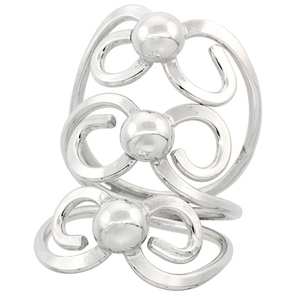 STERLING SILVER WIRE WRAP RING FOR WOMEN BOW TIES HANDMADE 1 1/4 INCH LONG SIZES 6 - 10