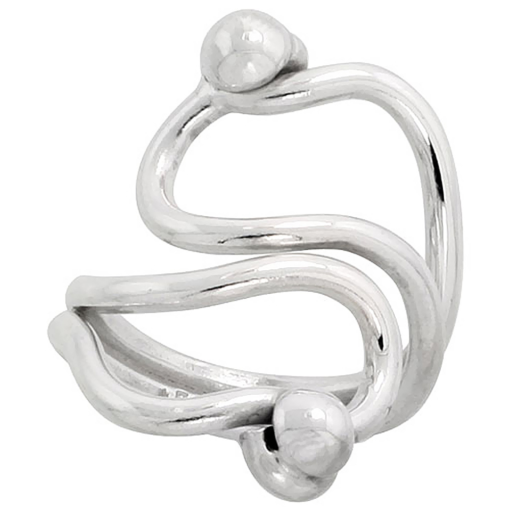 STERLING SILVER WIRE WRAP RING FOR WOMEN ORCHID BYPASS HANDMADE 1 INCH LONG SIZES 6 - 10