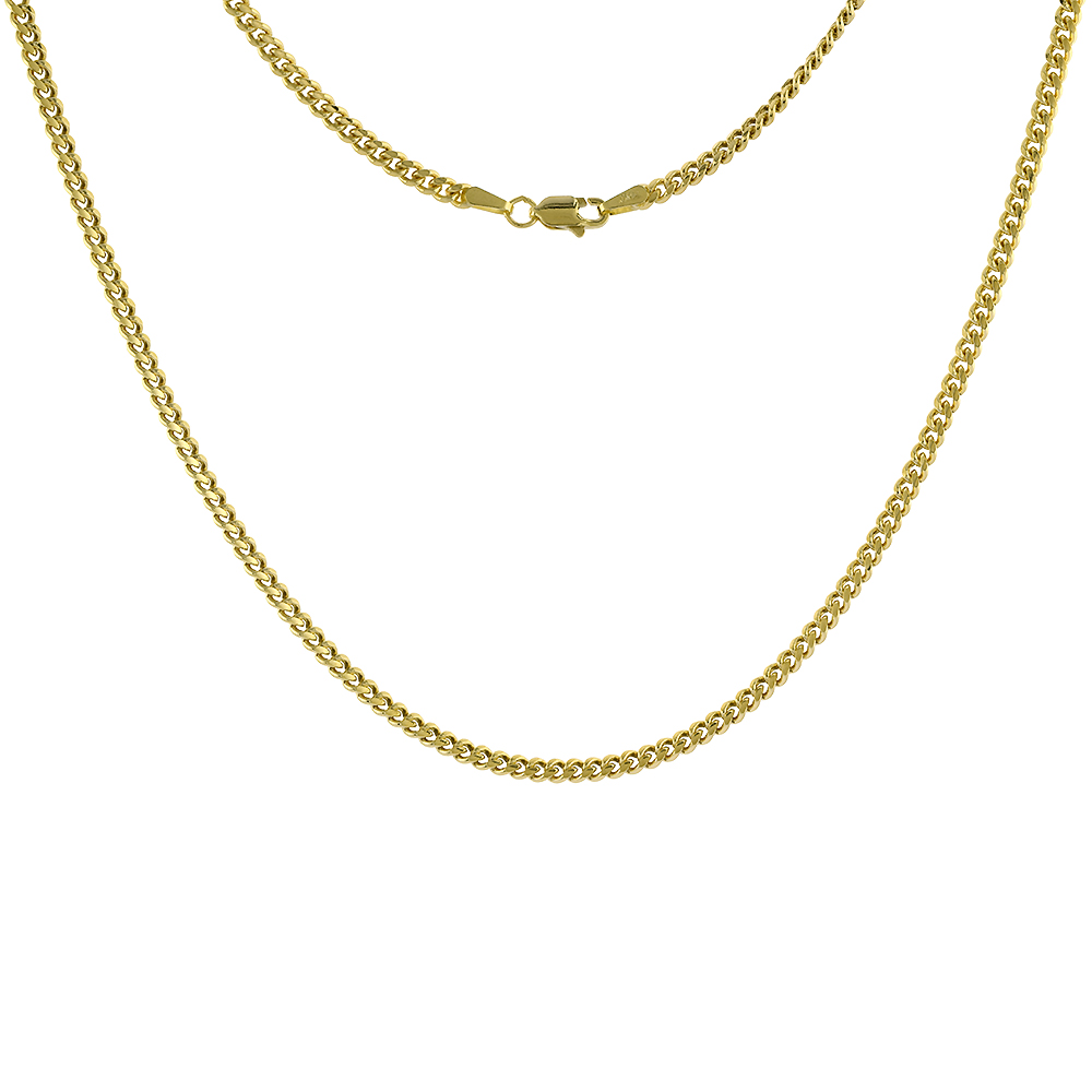 Solid 14k Gold 2.7mm Miami Cuban Link Chain Necklace for Men and Women 20-26 inch