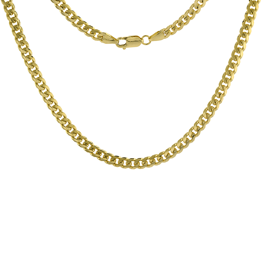 SOLID 14K GOLD 5.5MM MIAMI CUBAN LINK CHAIN NECKLACES AND BRACELETS FOR MEN AND WOMEN 8-30 INCH