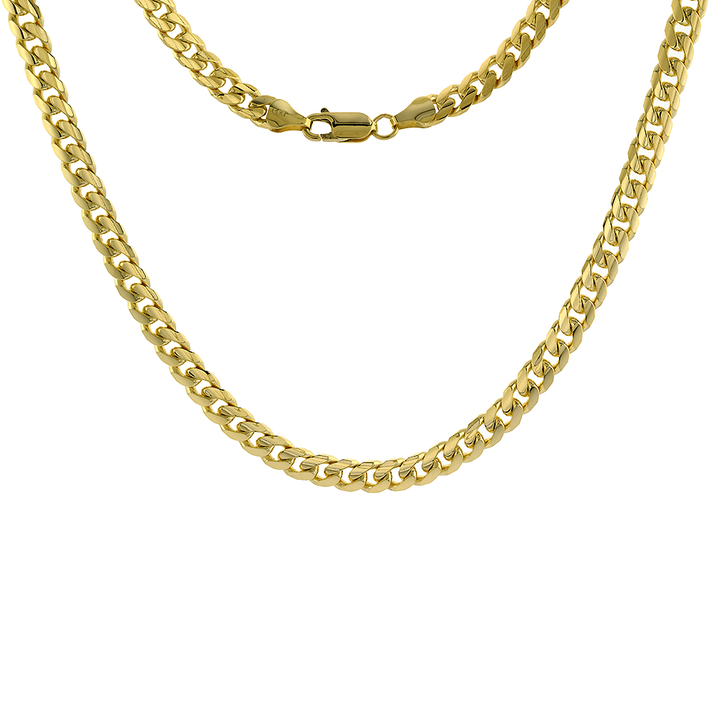 Solid 14k Gold 6mm Miami Cuban Link Chain Necklace for Men and Women 24-30 inch