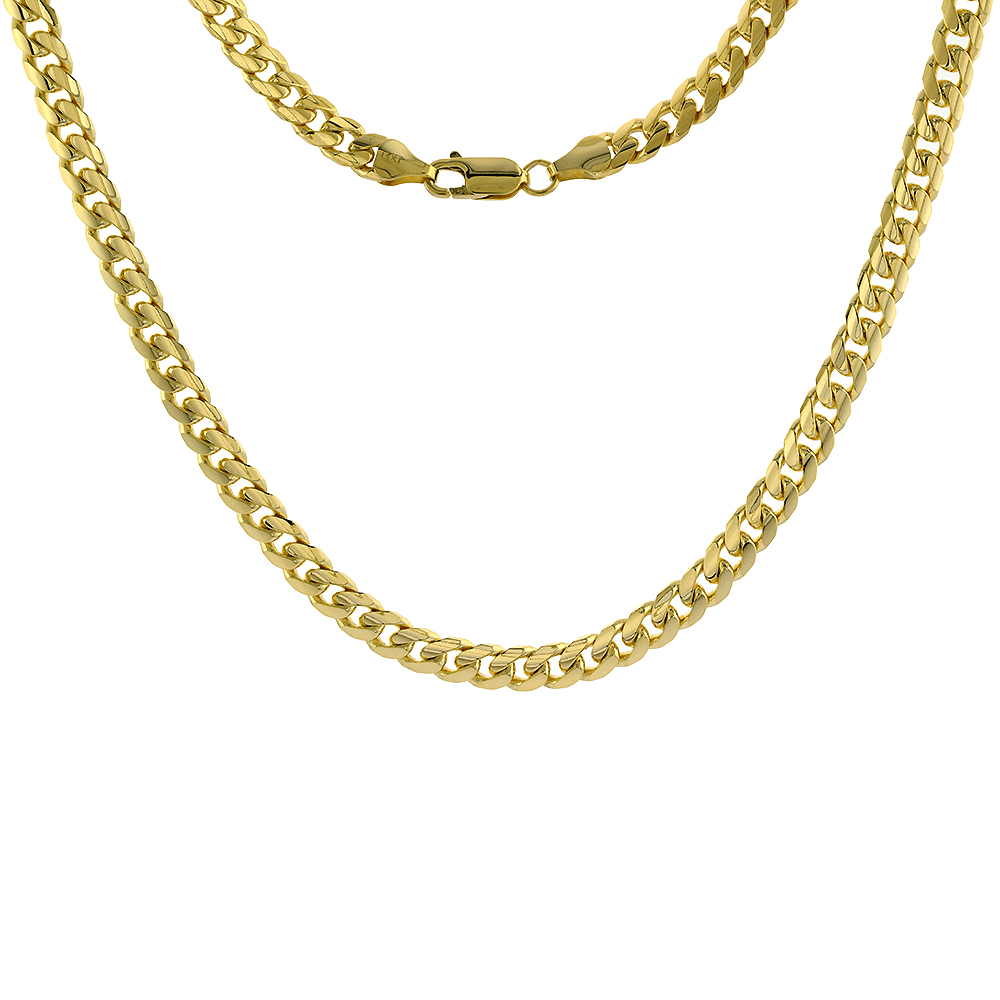 Solid 14k Gold 6mm Miami Cuban Link Chain Necklaces and Bracelets for Men and Women 8-30 inch