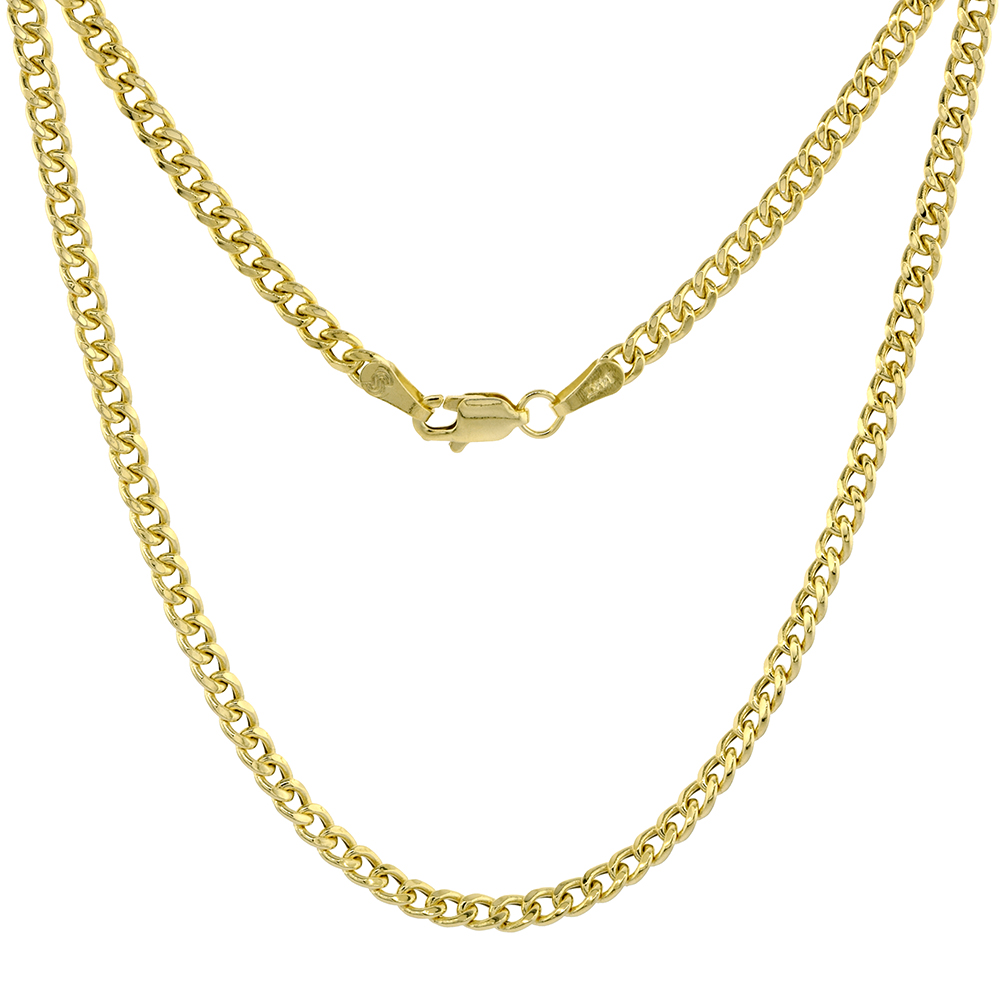 HOLLOW 14K GOLD 3MM MIAMI CUBAN LINK CHAIN NECKLACE FOR WOMEN & MEN HIGH POLISHED 7 8 18-28 INCH